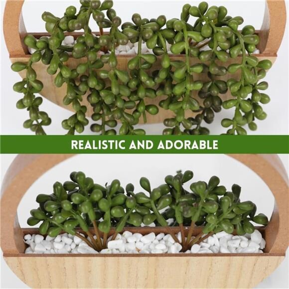 2pcs Artificial Succulents Hanging Plants 12.2'' Fake String of Pearls in Pot - Picture 3 of 7